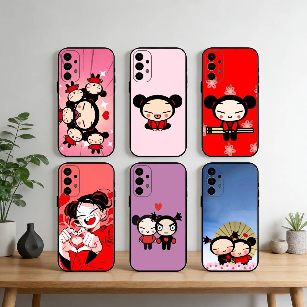 Pucca Cute Love Phone Case For Samsung S25,S24,S21,S22,S23,S30,Ultra,S20,Plus,Fe,Note,10,9,5G Black Cover