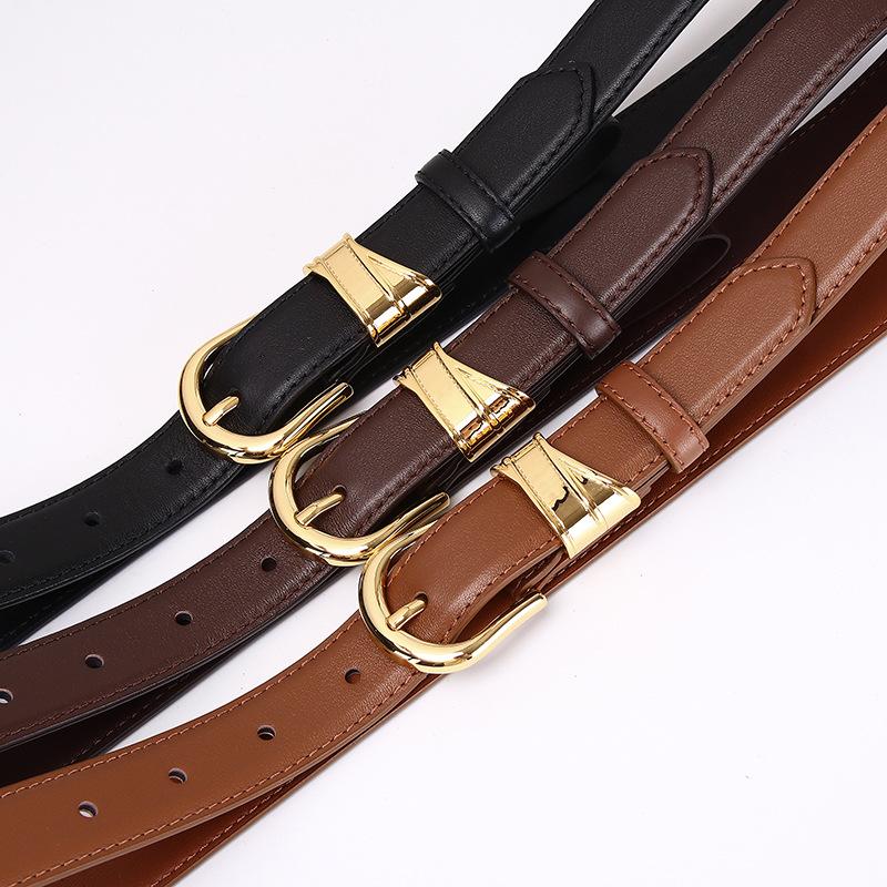 Stylish, Simple And Trendy Women'S Leather Belt Women'S Versatile High-End Pin Buckle Casual Jeans Belt Women'S