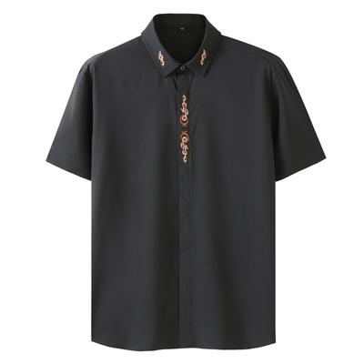Oversized Short -Sleeved Shirt Men 'S Summer Thin Business Casual Embroidered Shirt