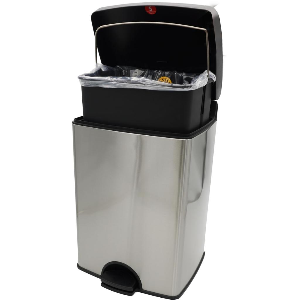 Yamazaki Sangyo CONDOR Trash Dust Box FIT Step with Container and Stainless W x 27cm D x Product Can, ST-15, Compact, Space-Saving, Lid,