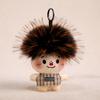 Funny Plush Keychain Cute Bag Charms with Pom Pom Hair Soft Stuffed Keyrings for Handbag Backpack Purse Accessory