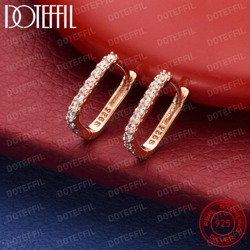 Xiaomi 925 Sterling Silver Delicate Square Zirconia Earrings for Women, Fashionable Wedding Party Gift Jewelry