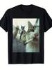 Gangster Cool Cats Selfie Retro Film Print T Shirt Funny Smoking Kitten Pet Unisex Casual Streetwear Short Sleeve Graphic Tee