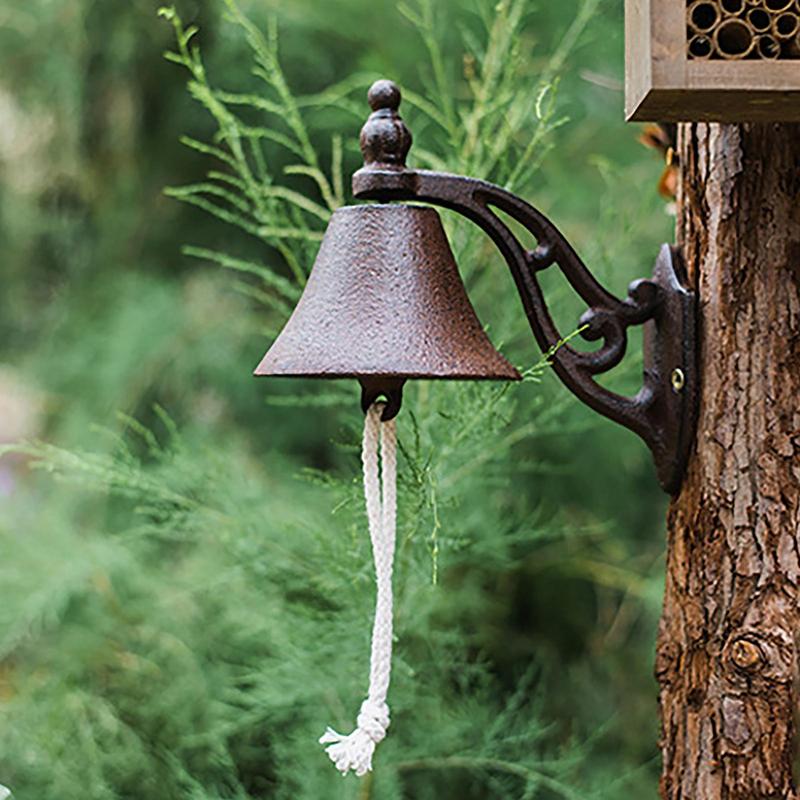 Timbre Retro Rústico para Exteriores Campana de Hierro Fundido Resistente para la Cena Colgante de Pared Timbre de Bienvenida Vintage para el Hogar Decoración de Jardín