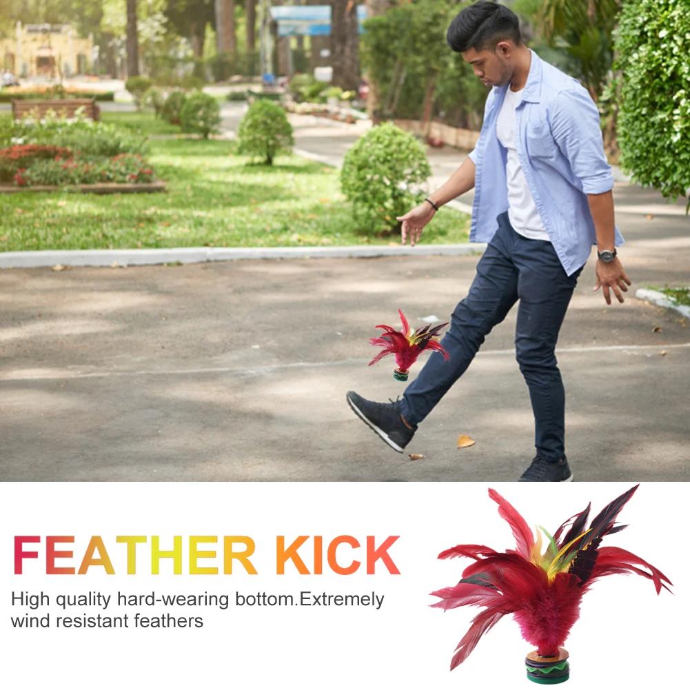 1-10pcs 20cm Feather Jianzi Colorful Feathers Shuttlecock Portable Foot Kick Handwheel Feather Shuttlecock Fitness Entertainment