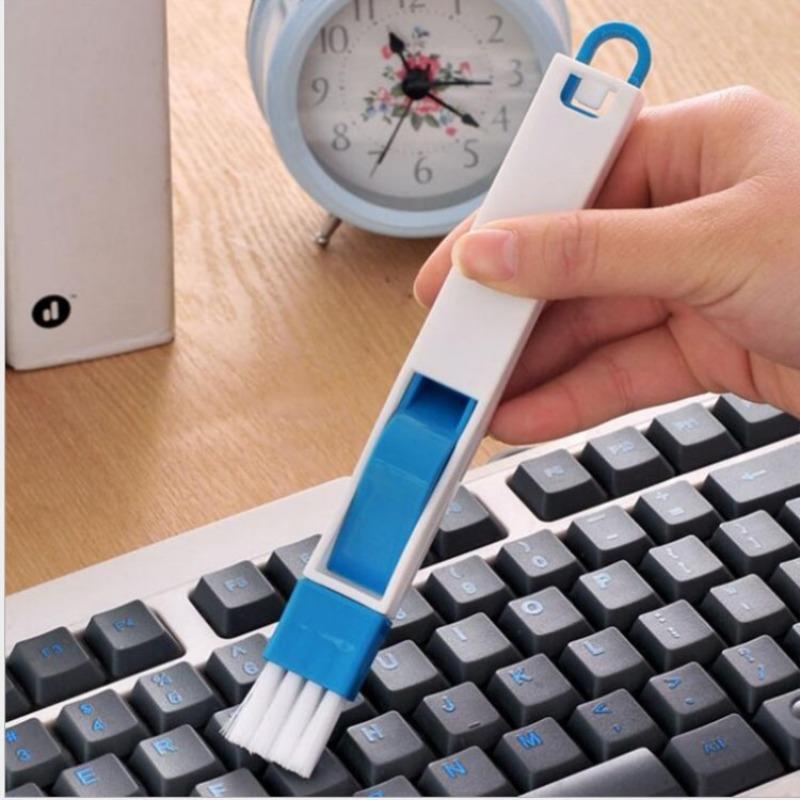 

Keyboard Brush, Cleaning Brush with Dustpan Window and Door Gap Brush Computer Corner Dust Removal Brush синий