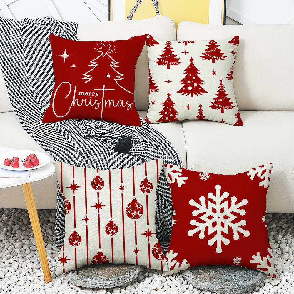 New Snowflake Pattern Element Red Festive Warm Atmosphere Christmas Decoration Home Party Sofa Cushion