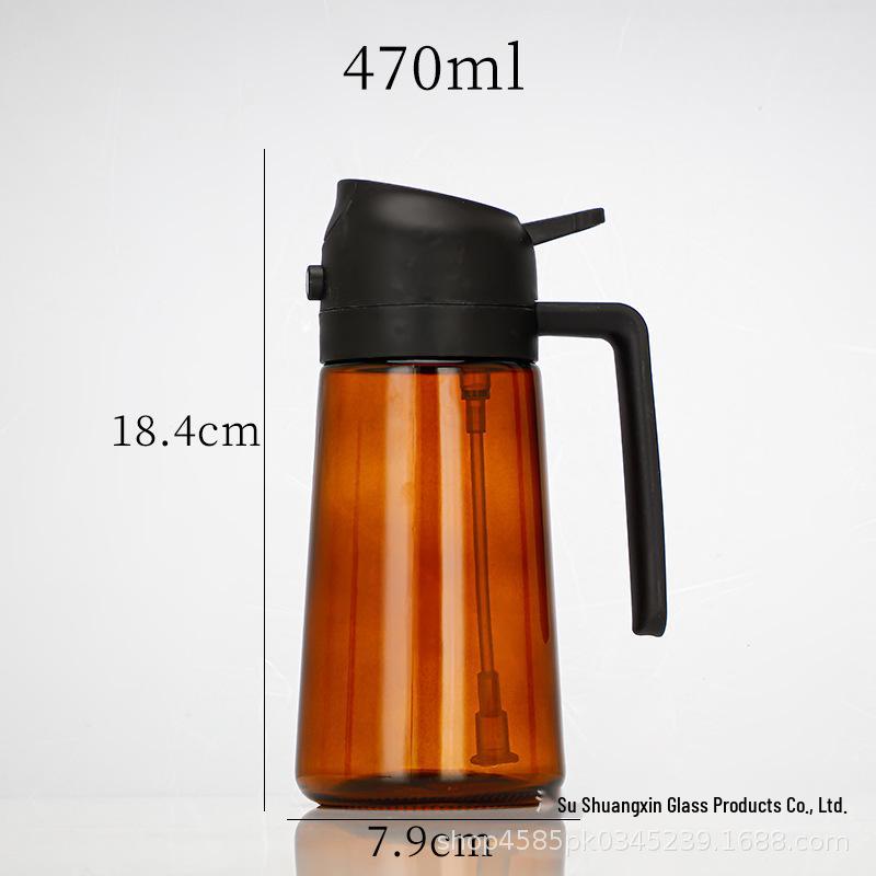 Dual-Use Non-Drip Glass Spray Oil Bottle for Kitchen Use