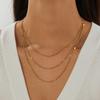 Gold Plated Triple Layered Figaro Chain Necklace