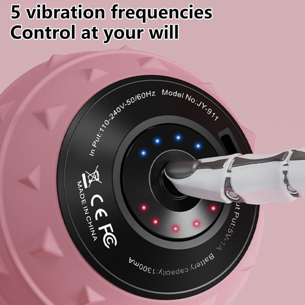 Workout Massage Ball, Relaxation Training Hand Massager Compact Electric Deep Tissue Massage Roller for Waist Shoulders Back Legs Pink