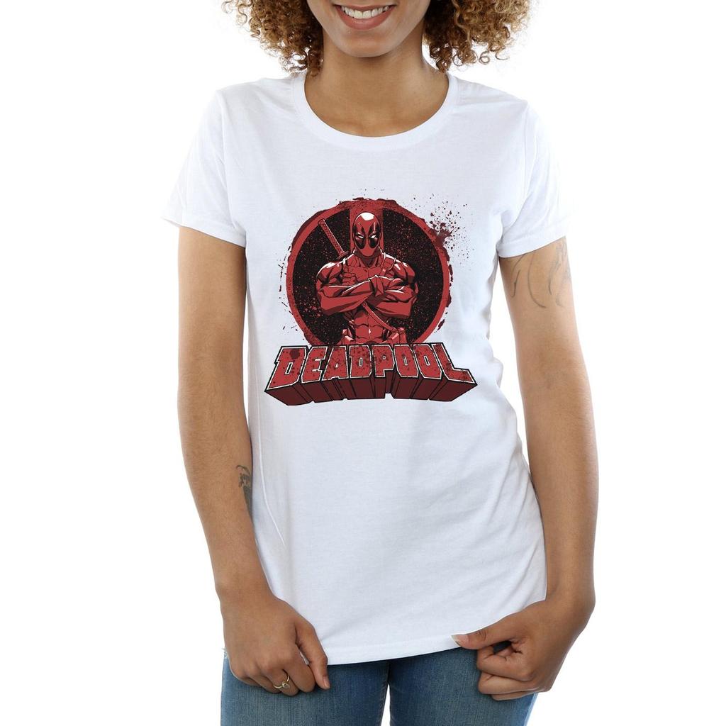 Deadpool Womens/Ladies Arms Crossed Logo Cotton T-Shirt