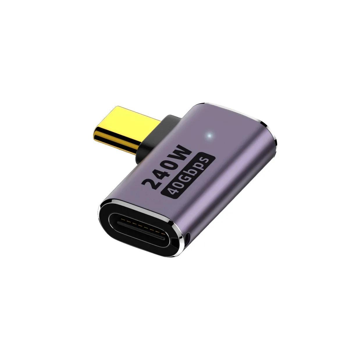 

USB 4,0 PD 240 Вт, 8 К, 60 Гц, разъем для зарядного устройства для Macbook, 40 Гбит/с, высокоскоростной USB C OTG U-образный, прямой угловой адаптер «папа-мама»
