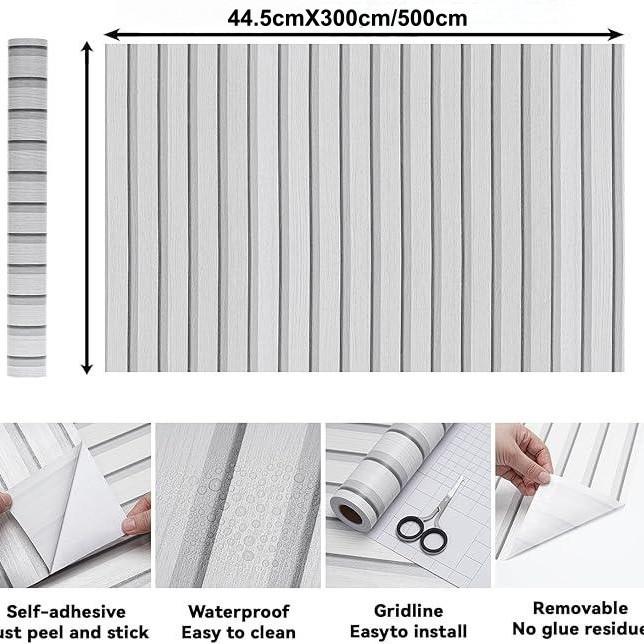 Vintage Retro Wood Grille Self Adhesive Wallpaper 3D Wood Grain Waterproof Wall Sticker Peel and Stick Home Decor