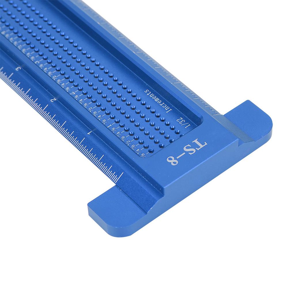 TS-8 Woodworking Hole Ruler Aluminum T shaped Measuring Tool   Scriber for Hardware(Red )