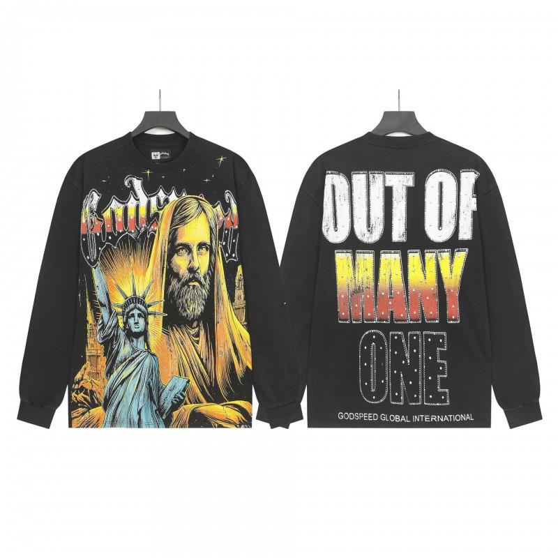 Unisex Vintage Skull Print Washed Cotton Long Sleeve Hoodie Streetwear Loose Fit