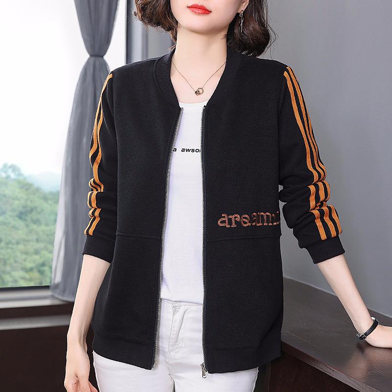 

Everyday Embroidered Jacket Womens Long Sleeve Jacket Baseball Uniform Top 5XL чорний