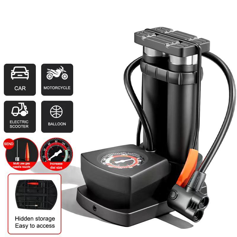 Bicycle Foot Pedal Air Pump With Gauge High Pressure Pump Tire Air Inflator Universal Mtb Bike Home Pedal Inflator Accessories
