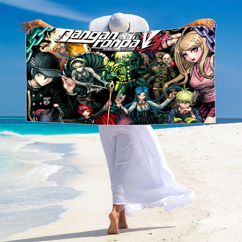 Dangan Ronpa Anime Print Beach Towel, Large Soft Quick Dry Towel for Beach Camping Swimming