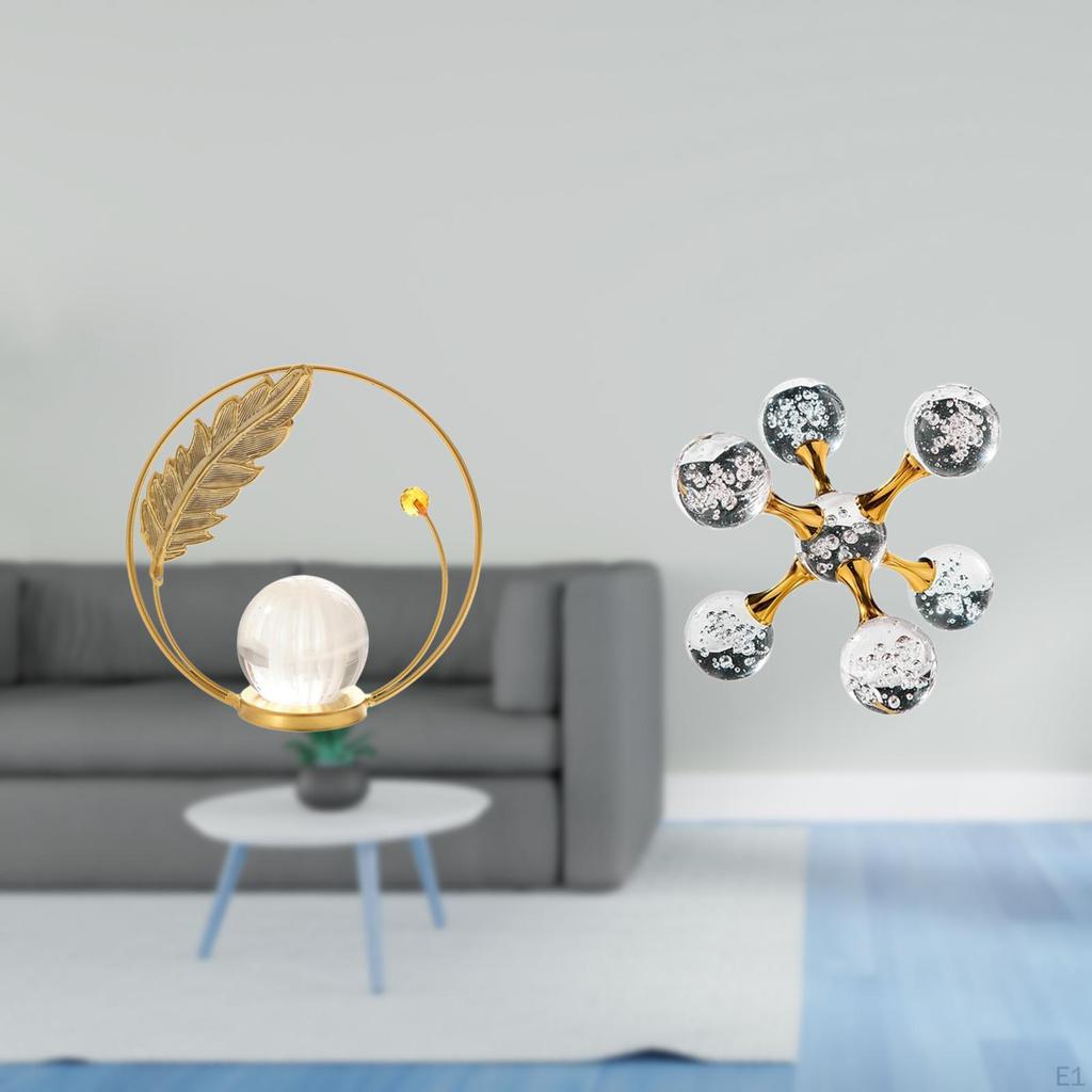 Crystal Ball Sculpture Modern Metal Figurine Tabletop Ornament Decorative Statue Stand for Desk