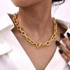 Grote Schakelketting met Toggle Sluiting voor Dames, 18K Verguld Ovalen Schakelketting, OT Bar Sluiting Waterdichte Sieraden