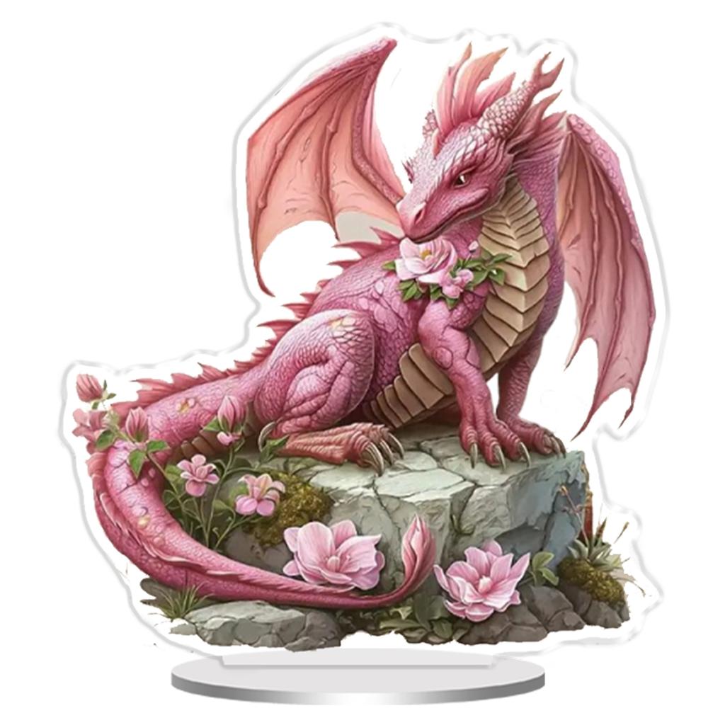 2D Dragon Acrylic Figurine Anime Style Dragon Desk Decor Dragon Collectible Table Ornament Creative Fantasy Decor