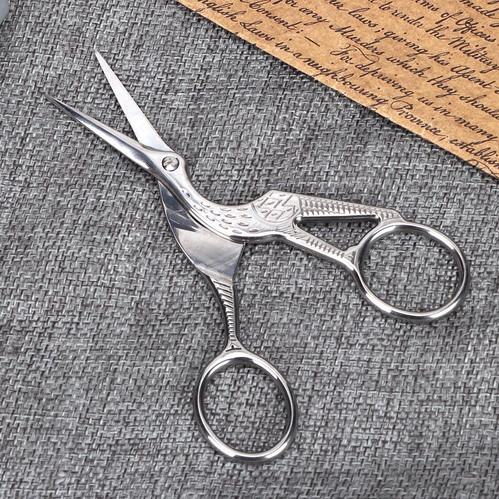 Stainless Steel Retro Style Crane Shape Sewing Scissor Tailor Handcraft Cutting ShearSilver