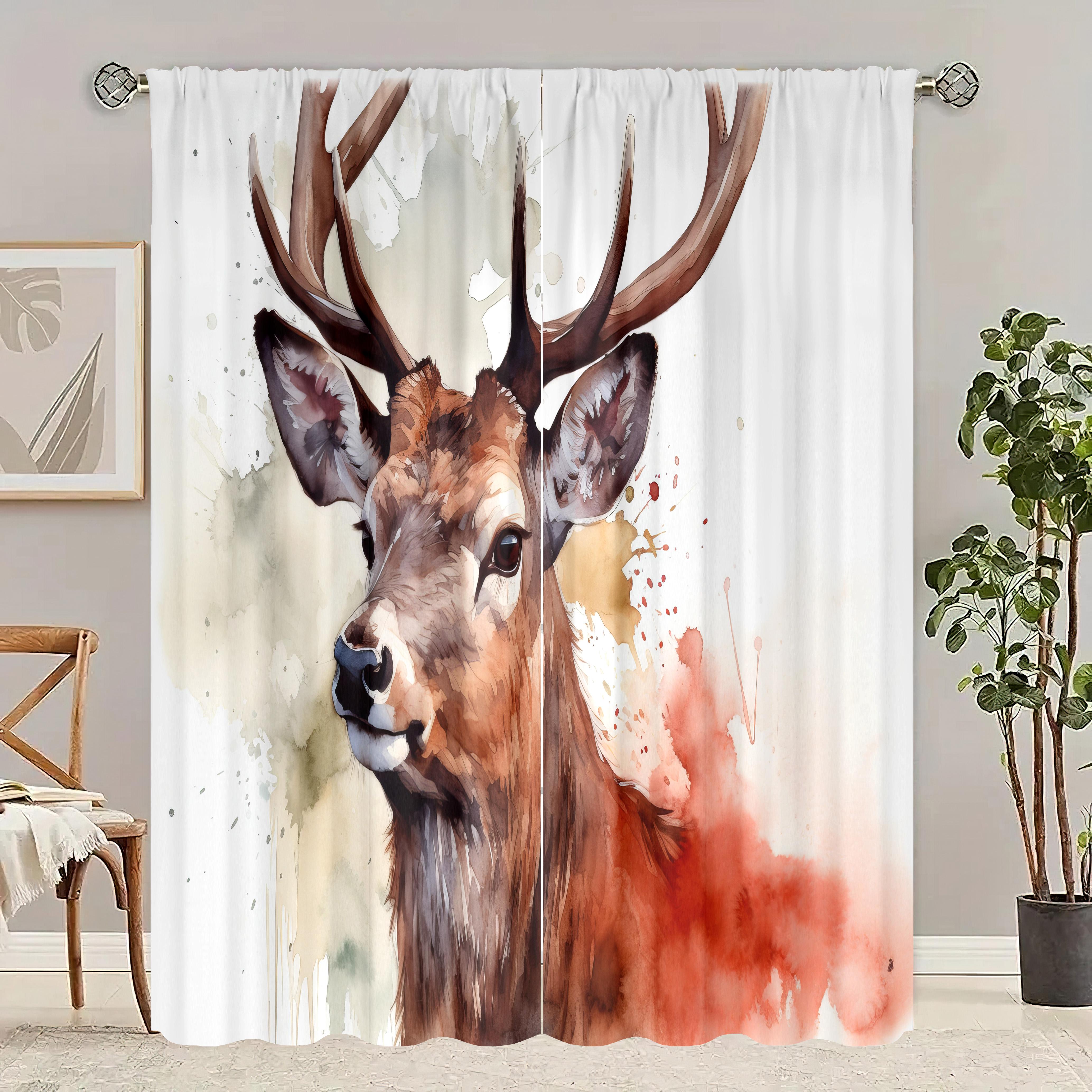 

2шт-Лось - занавеска с принтом - Материал полиэстер - подходит для спальни, гостиной, кабинета, личного пространства 30X65inch