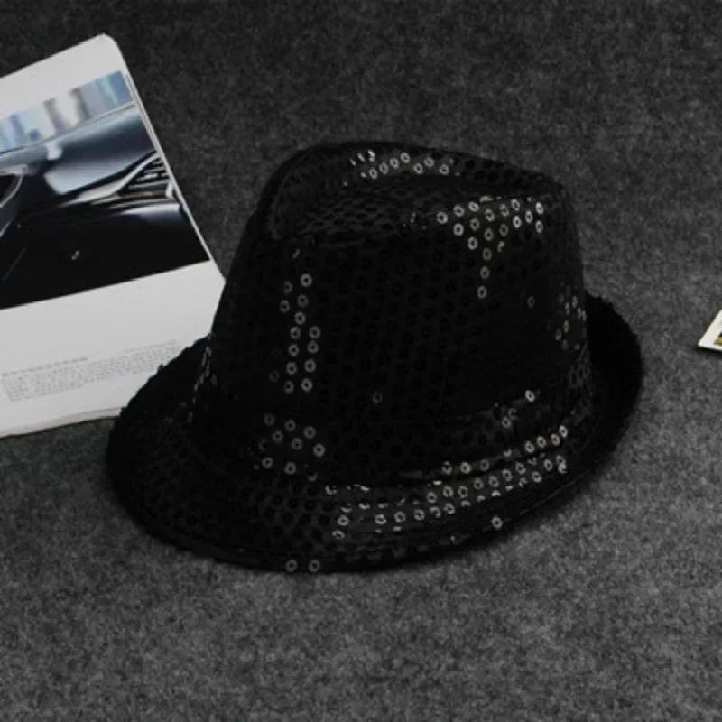 Fashion Creative Style Hats Dance Show Partys Jazz Hat Glitter Sequin Cowboy Cap Beading Hat Role Plays Prop Performance Costume
