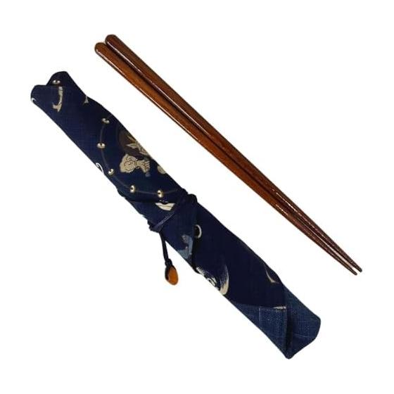 Chopstick Pouch, Fujin Raijin Pattern, Cloth, Chopstick Case, My Chopstick Holder, Handmade, Made In Japan, Japanese Goods, Height Approx. 19.5cm,