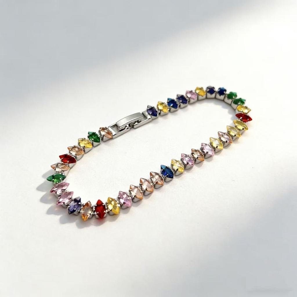 Damska bransoletka tenisowa z cyrkoniami w kształcie łezki: Łańcuch Markiza z Ząbkami, Ekskluzywny Element Mody