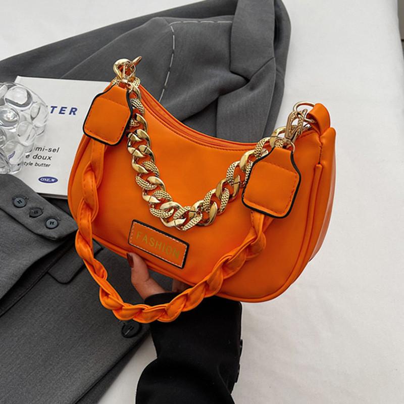 Stylish Underarm Bag With Trendy Street Style Pu Material Medium Square Bag For Women оранжевый