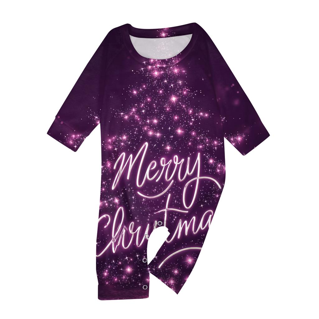 Christmas Printed Round Neck Parent-Child Long Sleeve Long Pants Home Clothes Set