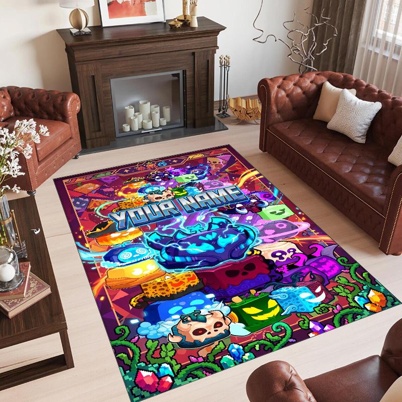 Personalized Crystal Velvet Carpet Custom Name Text,Blox Fruits Anti Slip Area Rug For Home Decoration