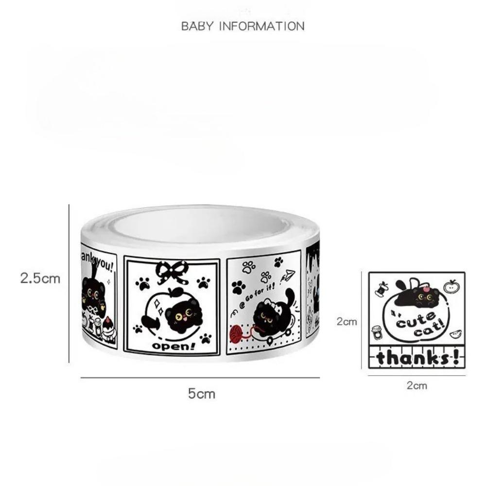 300Pcs/roll Kawaii Cartoon Black Cat Sticker Bubble Mailer Sealing Stickers Deco Labels Fun Cute Stationery DIY Decals for Kids
