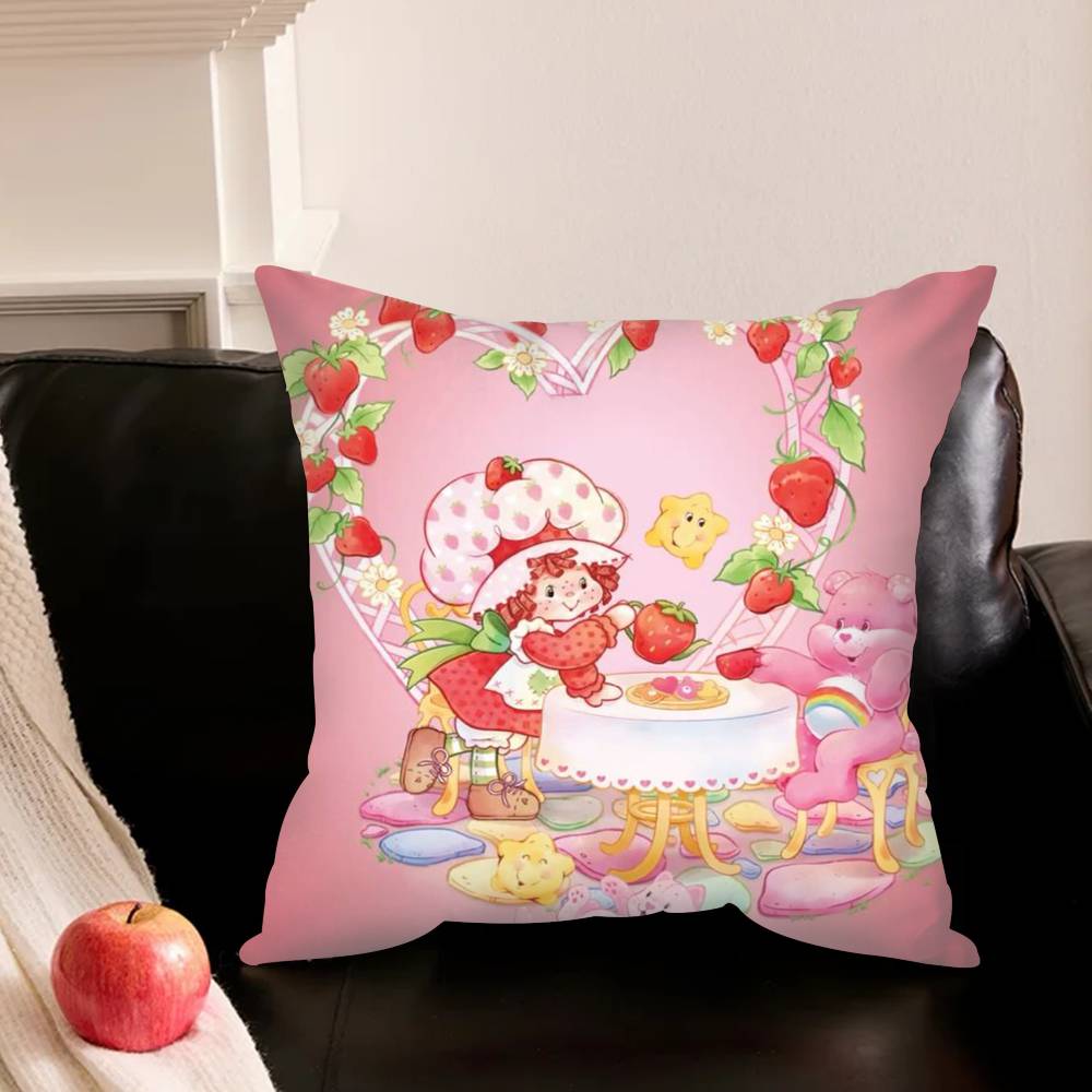 Cute Strawberry-Y S-Shortcake-Girl Various Sizes Square Pillowcase For Car Home Bedchamber Decor