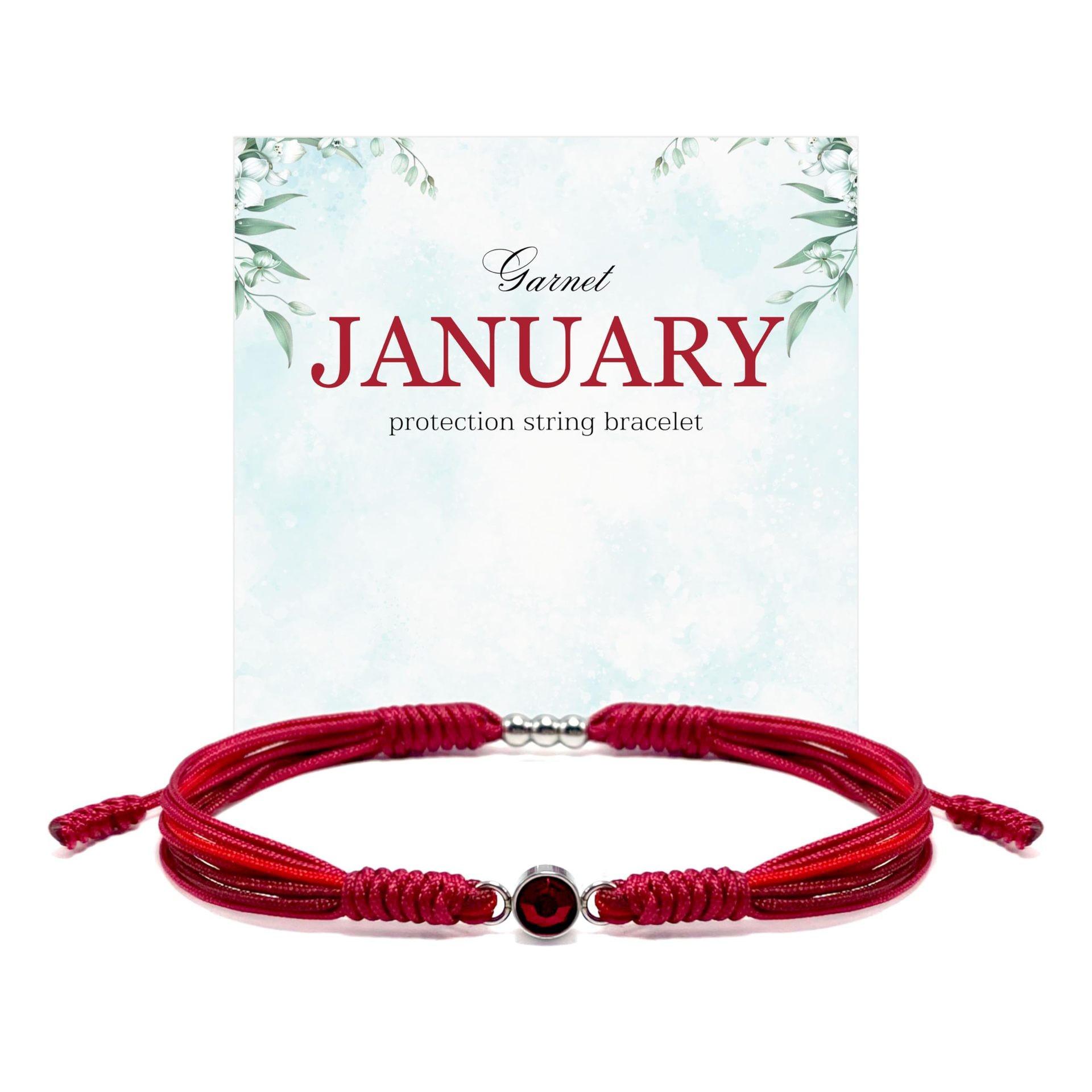 Birthstone Bracelet Crystal Silver Bead Tail Buckle Green Thread Braided Adjustable Bracelet December Birthstone Braided