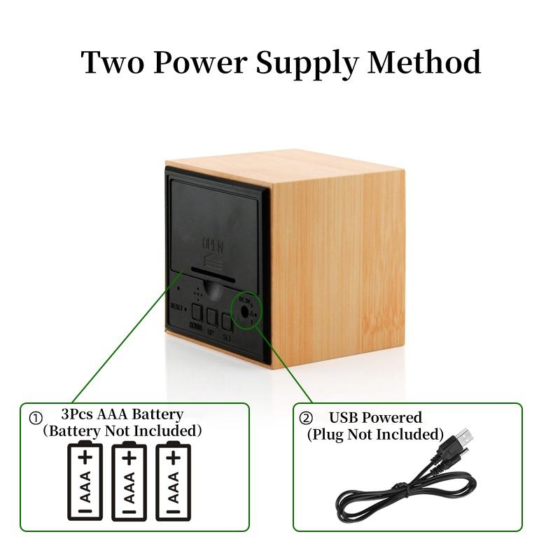 Voice Control  Wooden Digital Alarm Clock TEMP Date 3 Alarms Desktop Electronic Table Clock 12/24H USB Powered LED Bedside Clock