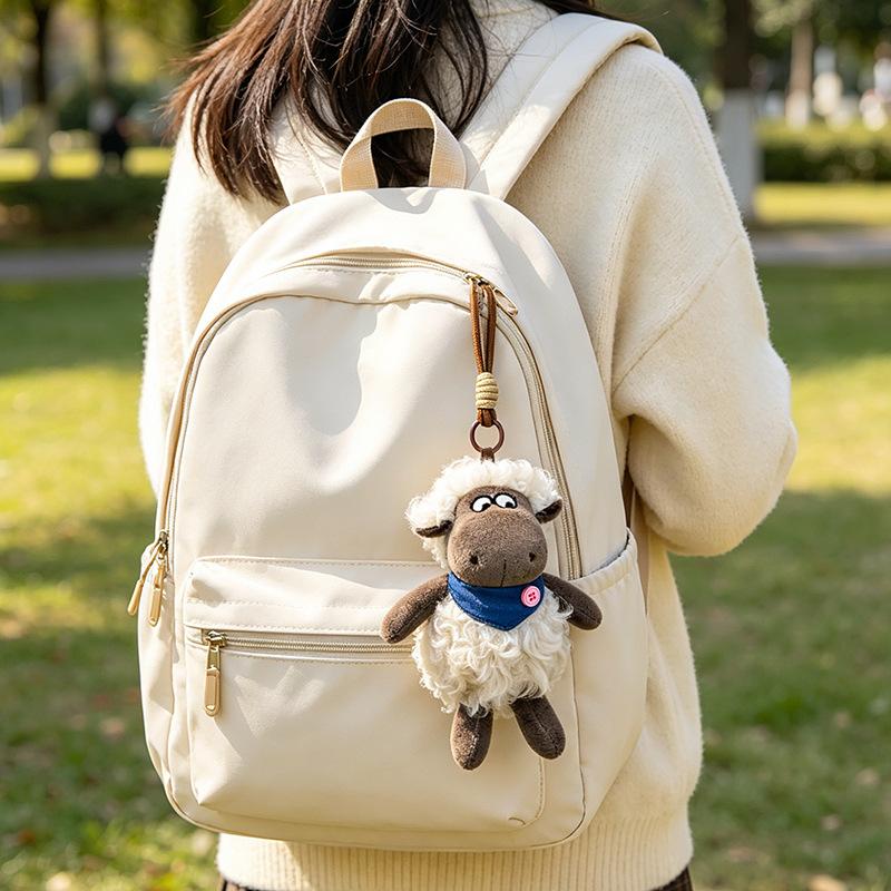 13Cm Cute Vintage Curly Sheep Plush Keychain Soft Handmade Plush Animal Pendant For Backpack Key Decoration Birthday Gift