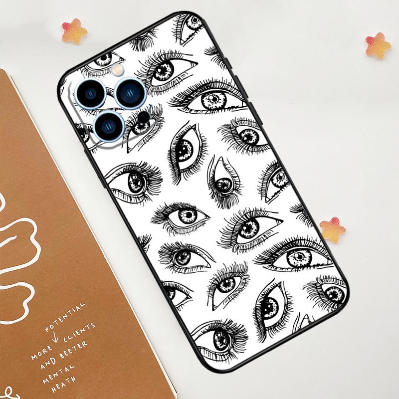 Scary Face Eyes Phone Case For iPhone 17 Pro Max 14 11 15 16 Pro Max 12 13 Mini 16 Plus 16e 17 Air Funda