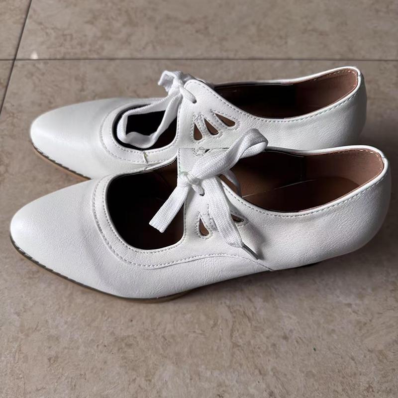 Retro Jane Pumps Women Vintage Lace Up Low Heel Dress Zapatos Ladies Butterfly Shoes