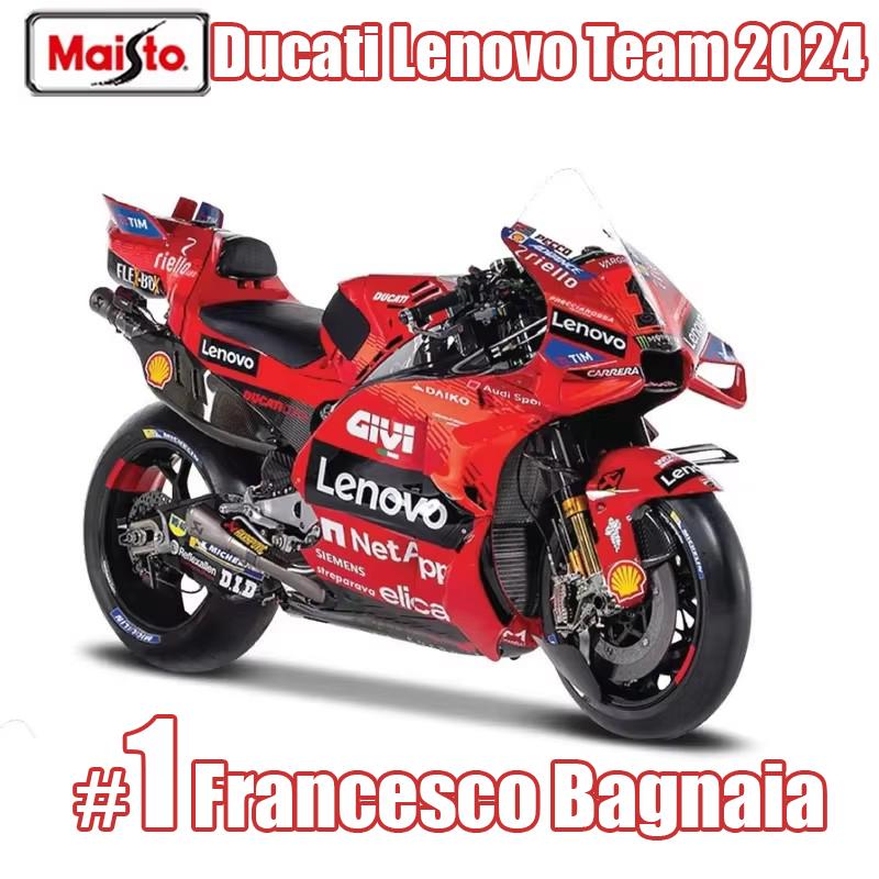 Maisto 1:18 Ducati Lenovo Team  #1 Francesco Bagnaia #23 Enea Bastiani Simulation Alloy Die-cast Motorcycle Racing Model Toy