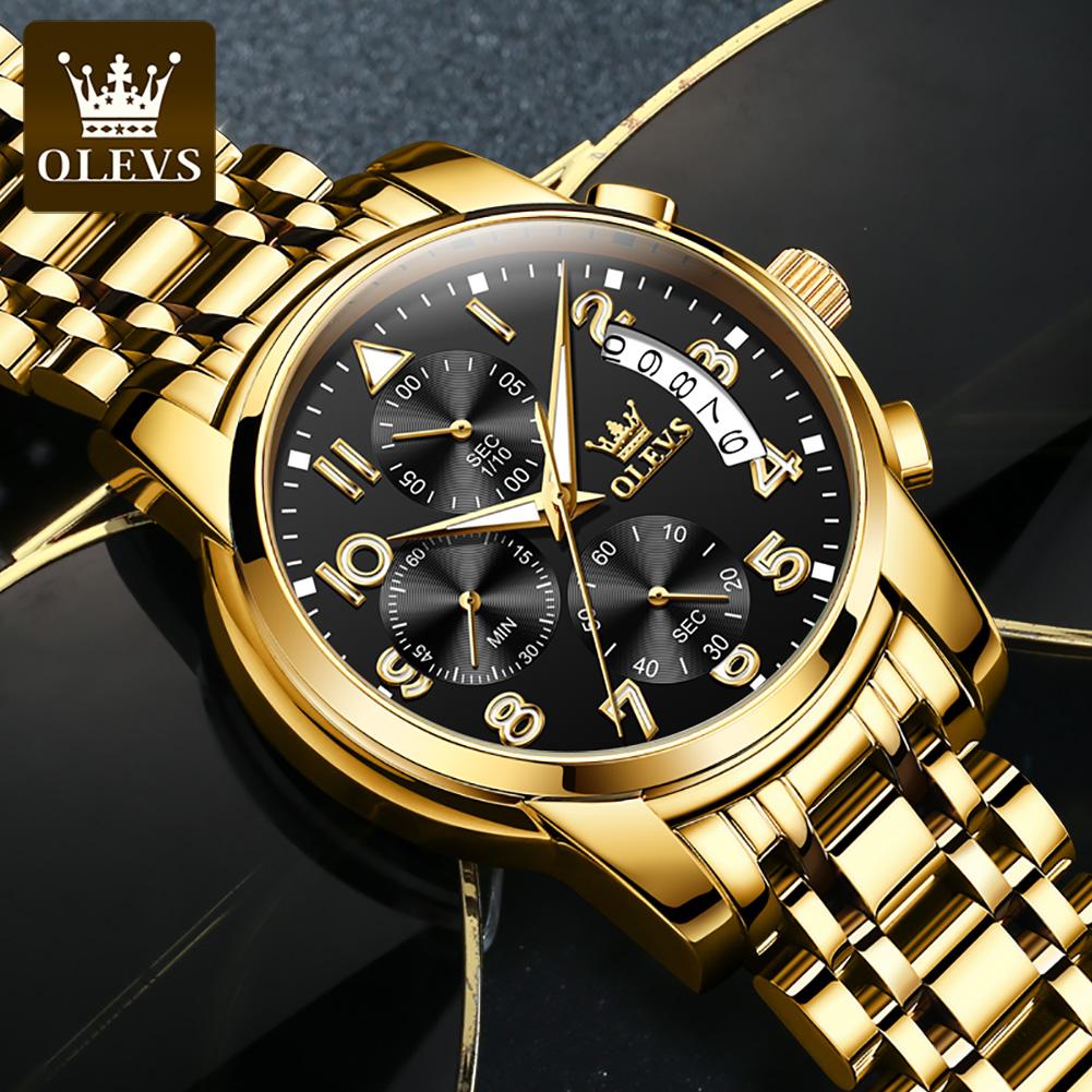 OLEVS 2879 Dropshipping Quartz Watch Stainless Steel Band Diamond Auto Date Concise Business Multifunction Watch Men