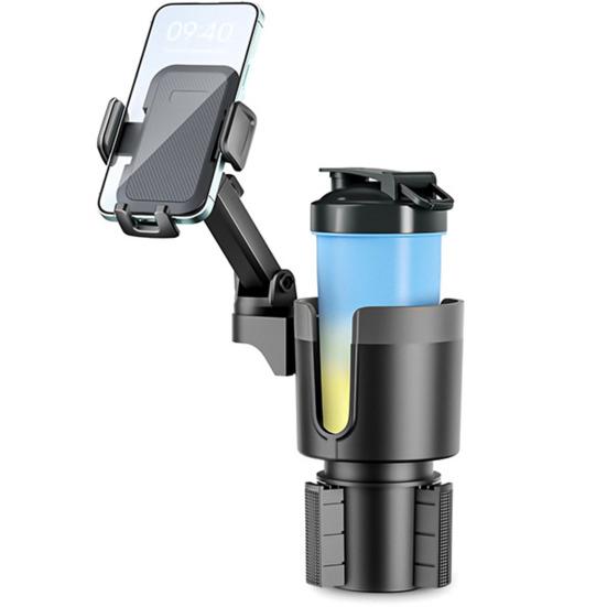 Universal Cup Holder Phone Mount 360-degree Rotation Expandable Base 2-in-1 Stable Phone Holder for Car