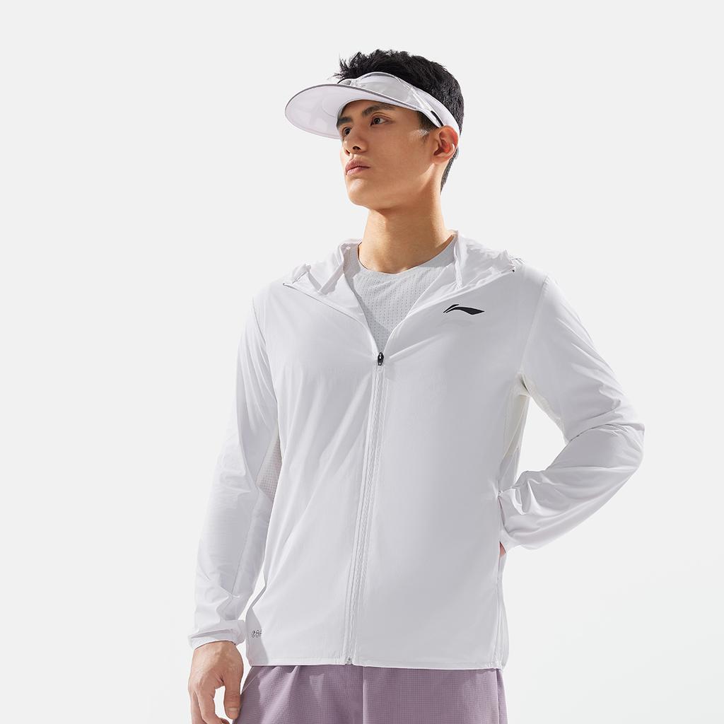 Li Ning Running Series Solid Color Zip-Up Hooded Comfortable Breathable Versatile Mirror Sun Protection Sports Jacket Men Jacket AFDV249-2