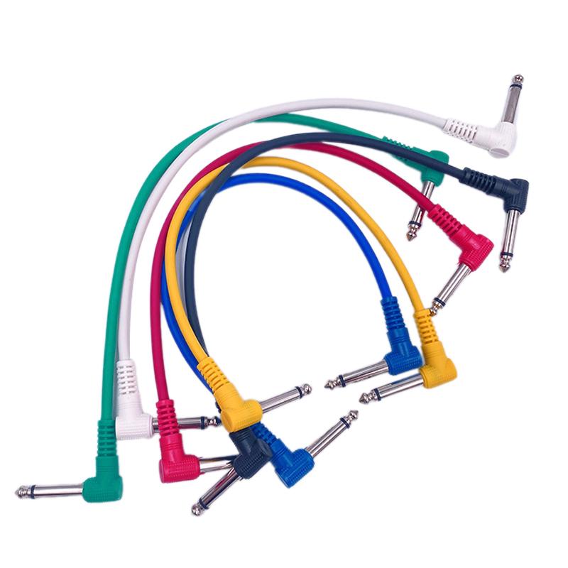 6Pcs Guitar Patch Cable Instrument Connector Right Angle Guitar Pedal Cable Effect Cable Low Noise Shielded Cable Leads