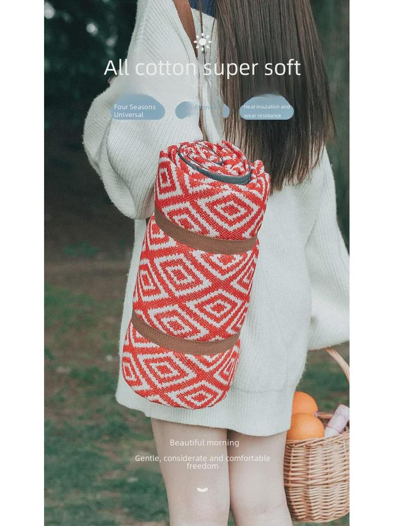 Nordic Style Portable Outdoor Picnic Mat - Pure Cotton, Moisture-Proof, Ideal for Camping and Photography.