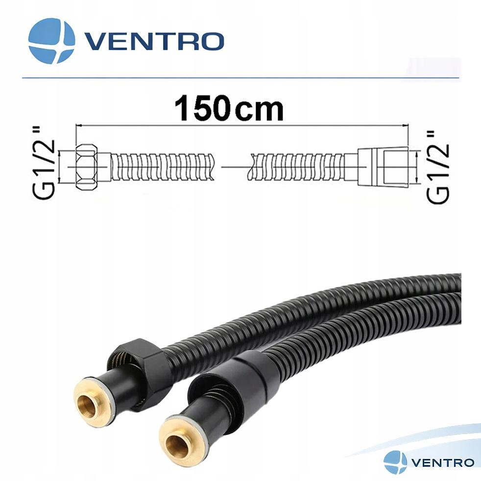 Stretch shower hose 150 - 175 cm matt 1.5 - 1.75 m steel black
