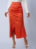 European & American Women's Satin Midi Skirt - Autumn Pleated, Slit Fishtail, Hip-Hugging Design with Zipper
