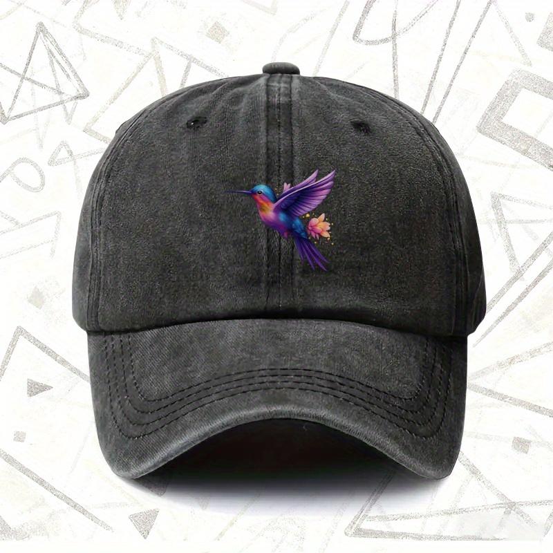 Eine gewaschene Vintage-Kappe mit Kolibri-Design, geeignet für Männer und Frauen. Dieser einfarbige Baseballhut ist perfekt für alle.