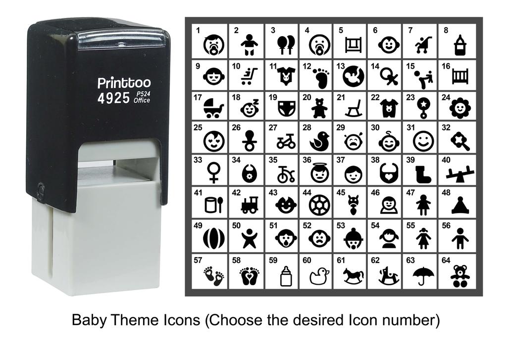 Printtoo Baby Theme Icons Rubber Stamp Self Inking Stamper 24 Mm